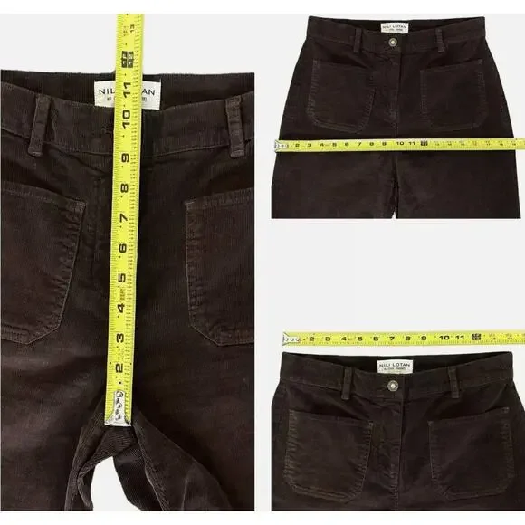 Nili Lotan Womans 2 Florence Wide Leg Corduroy Flare Pants High Rise Cigar Brown - Picture 13 of 14